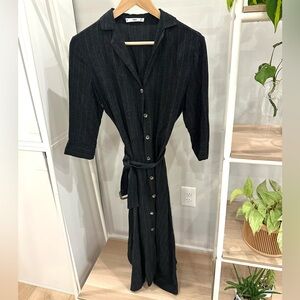 Midi Black Striped Dress